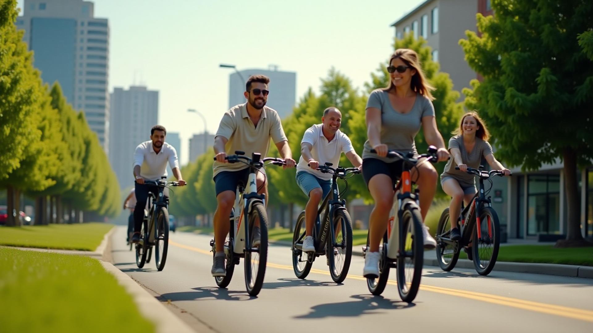 People enjoying Magma Motors e-bikes in various Portland settings